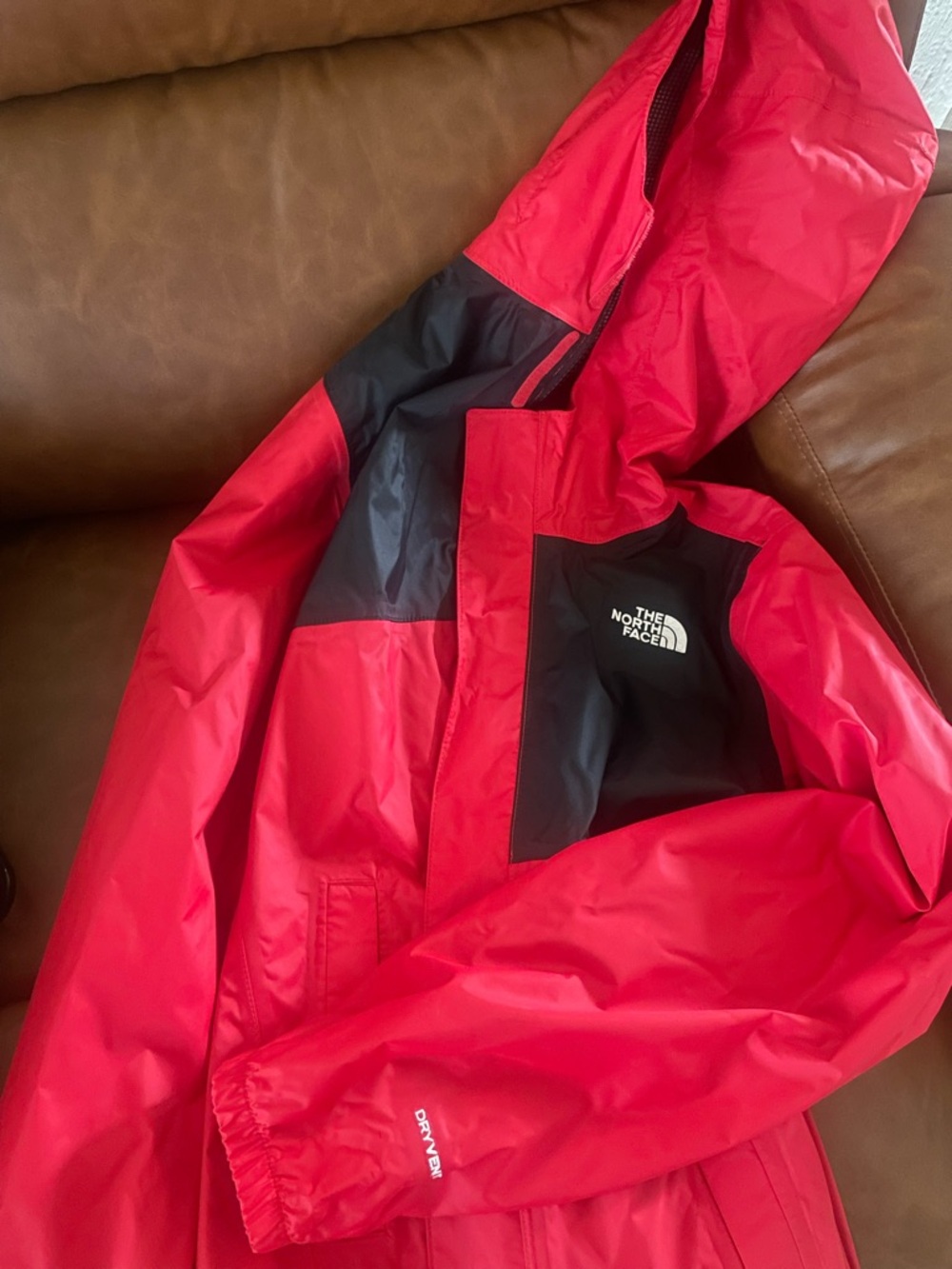 The North Face Red and Black Hooded Shell Jacket